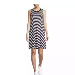 Time & Tru Black & White Striped Sleeveless Knit Swing  Dress  Small (4-6)